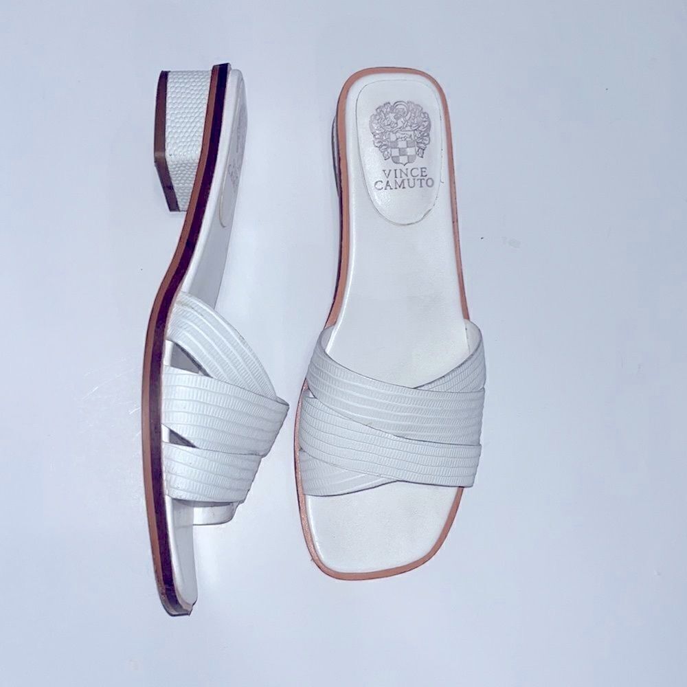 Vince Camuto white leather sandals